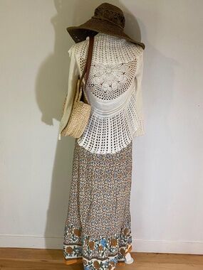 Venue Womens Crochet Knit Cardigan Sweater Vest White Sleeveless Size Small